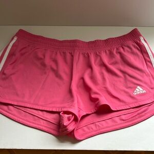 NWT Adidas Women's Pacer Woven Training Shorts Pink/White L